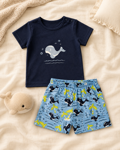 Pijama bebé baleia de verão Zupi - detalhe