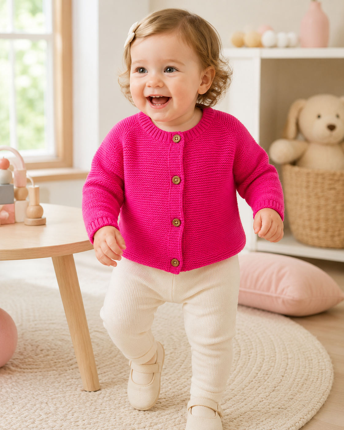 Casaco bebé Ternura em Malha cor rosa dourado Zupi - produto