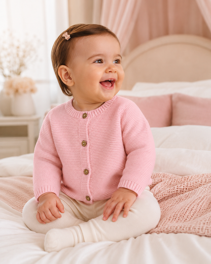 Casaco bebé Ternura em Malha cor rosa claro Zupi - produto