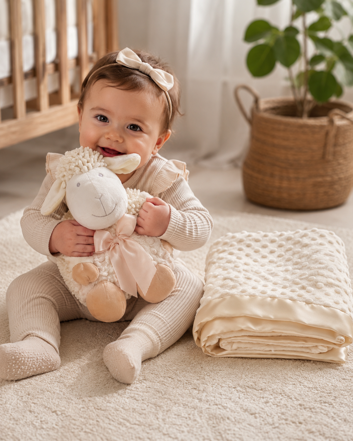 Conjunto bebé manta e peluche ovelhinha Zupi - produto
