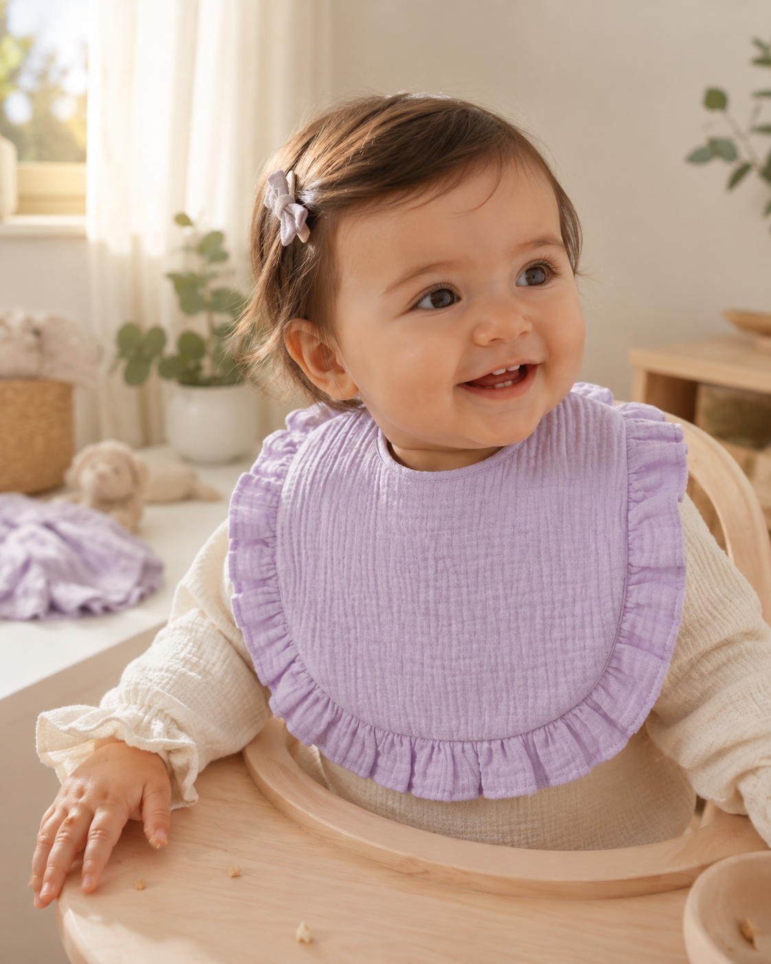 Babete bebé Folhinho de Ternura em algodão orgânico cor roxo Zupi - produto