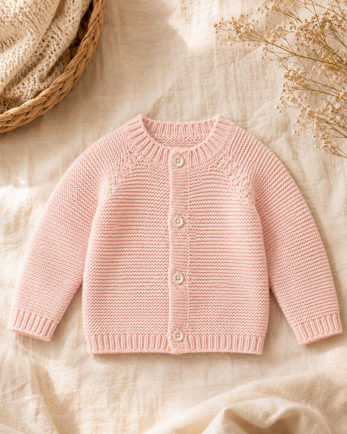 Casaco bebé Primeiros Abraços em malha cor rosa Zupi - produto
