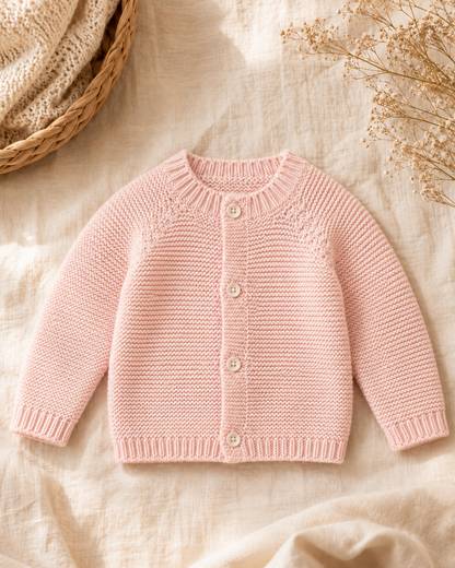 Casaco bebé Primeiros Abraços em malha cor rosa Zupi - produto